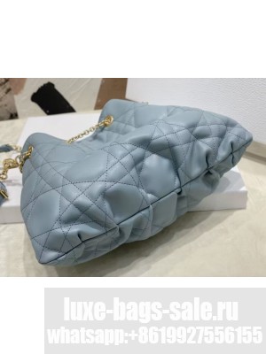 MEDIUM DIOR AMMI BAG Sand Blue Supple Macrocannage Lambskin M22566F