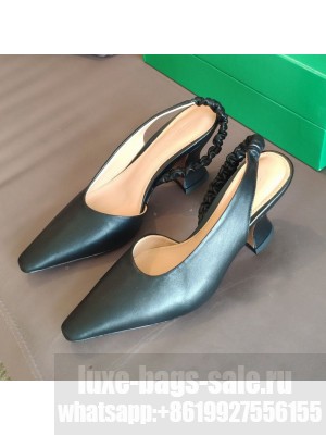 Bottega Veneta Almond Lambskin Slingback Pumps Black  2021 Collection