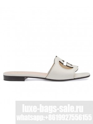 Gucci Women's Interlocking G Cut-Out Slide Sandal 694451 White