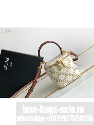 CELINE MINI VANITY CASE IN TRIOMPHE CANVAS AND CALFSKIN 10J762 white