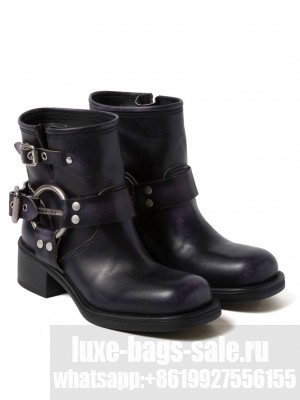 Miumiu Women's Vintage-look Leather Booties Black