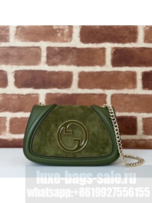 GUCCI BLONDIE SMALL SHOULDER BAG suede 815711 DARK GREEN