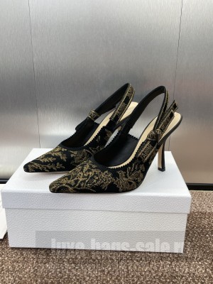 Dior J'Adior Slingback Pump Black and Gold-Tone Millefiori Jacquard heel 9.5cm 2025