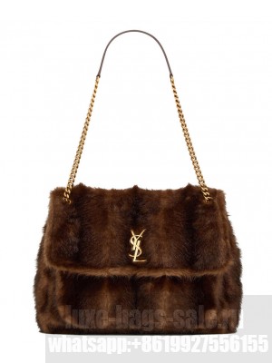 Saint Laurent Niki Large In Shearling Coffee