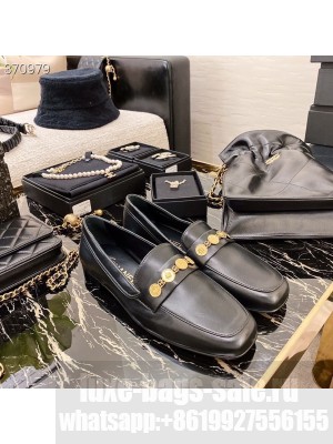 Chanel Charm Embellished Loafers Lambskin Leather Spring/Summer 2021 Collection, Black