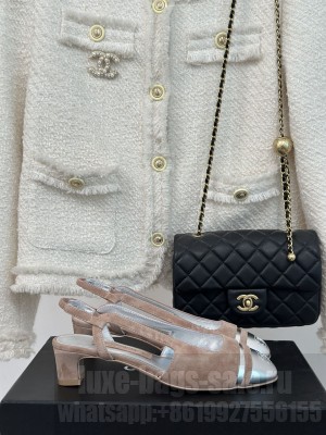 Chanel Suede & Metallic Calfskin Slingback Pumps 2024 011