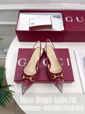 Gucci Women's Erin Gg Crystal Canvas Slingback Flat Red 2025