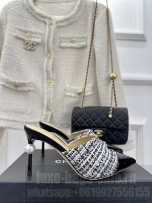 Chanel Pearl Heel 8.5cm Slide Mule 07