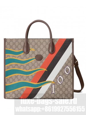 Gucci Medium Tote With Geometric Print 674148 Dark Coffee