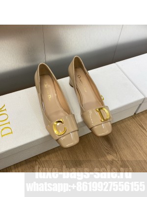 Dior C'est Heel 3.5cm in Patent Leather Nude Pump