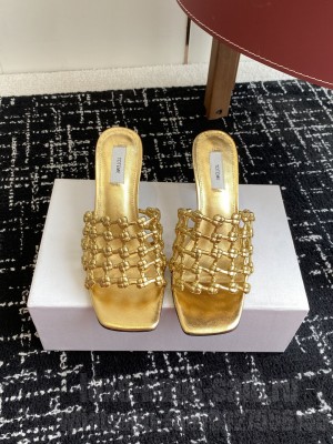 TOTEME Braided-leather bandeau mules gold