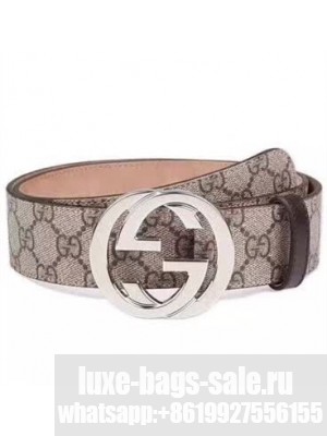 Gucci GG Supreme Belt with G Buckle ‎370543 4cm Width Silver Hardware  
