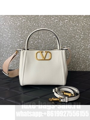 VALENTINO Alltime medium grain calfskin bag B0Q18 white