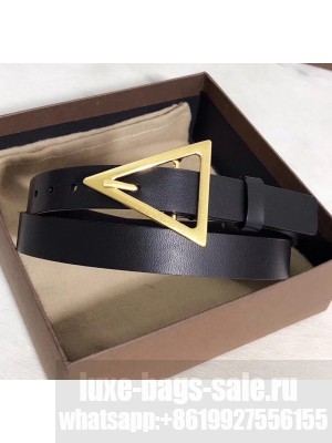 Bottega Veneta Width 2cm Smooth Calfskin Belt With Signature Triangular Buckle Black 2020 Collection