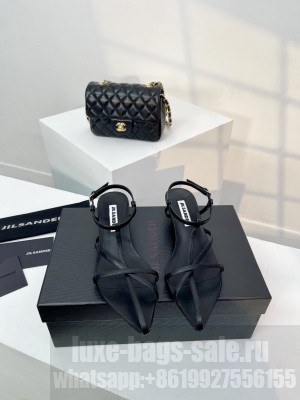 Jil Sander 35mm T-bar leather sandals Black