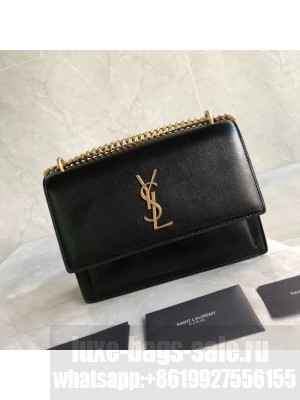 Yves Saint Laurent Calfskin Leather Shoulder Bag Y542206B black
