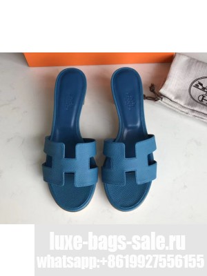 Hermes Heel 5cm Oasis Slipper Sandals in epsom Leather indigo