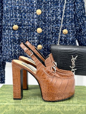 Gucci 5cm Platform 13.5cm Heel Slingback Pumps with Horsebit 03