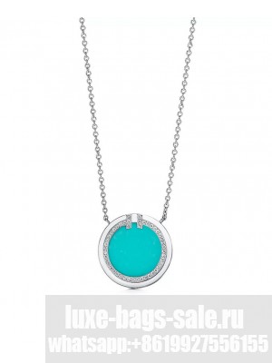 Tiffany Women's Diamond And Turquoise Circle Pendant Blue