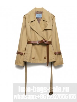 Prada Women's Cotton Twill Trench Jacket Khaki