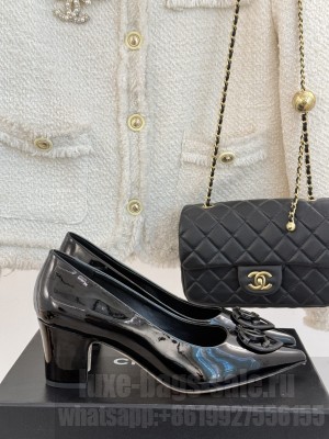 Chanel Patent Calfskin Leather Pumps 5cm with CC Heart Black 2025 G46072