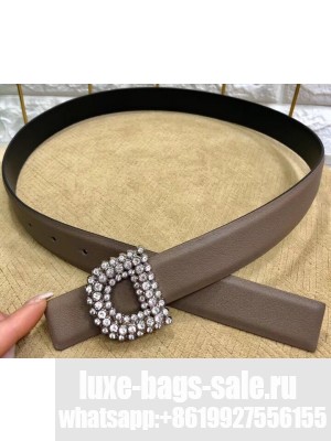Dior Width 3cm Crystal D Buckle Belt Camel