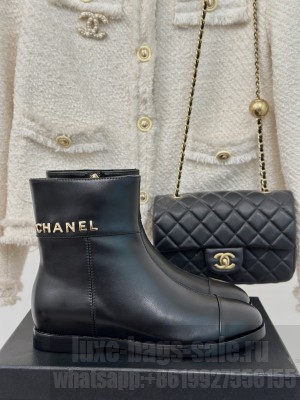 Chanel Calfskin  Ankle Boots  Black 2024
