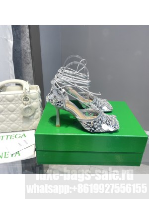 BOTTEGA VENETA MIRROR STRETCH SANDALS SILVER 2022 COLLECTION