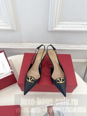 Valentino Garavani The Bold Edition Vlogo Slingback 60mm Sandals In Black Calfskin 2025