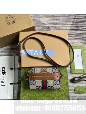 Gucci Ophidia GG mini bag 517350 Sapphire blue&brown