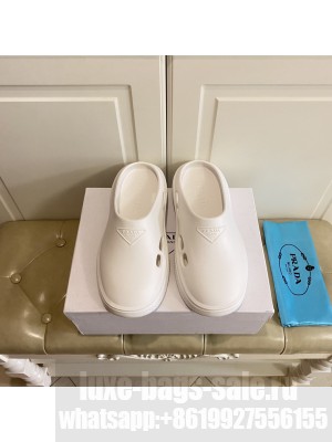 Prada Unisex Foam Rubber Mules 2022 Collection,White