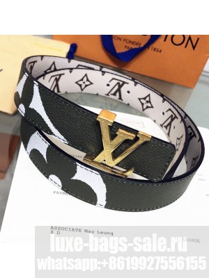 Louis Vuitton Giant Monogram LV Iconic 30mm Reversible Belt M0151U Khaki Green/Gold 2019 Collection