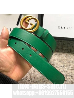 Gucci Calfskin Belt 30mm with GG Buckle Green/Gold 2020 Collection