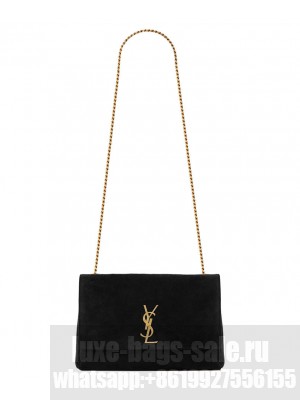 Saint Laurent Reversible Medium Kate In Suede Black