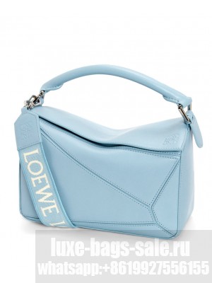 Loewe Small Puzzle Bag In Satin Calfskin Blue