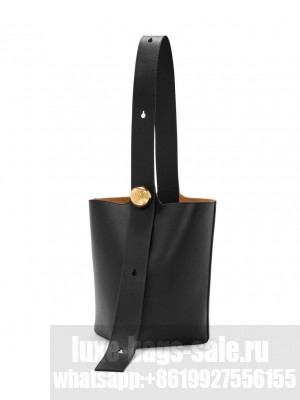 Loewe Medium Pebble Bucket Bag In Mellow Calfskin Black