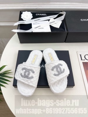 Chanel CC Logo Towel Slide White 2025