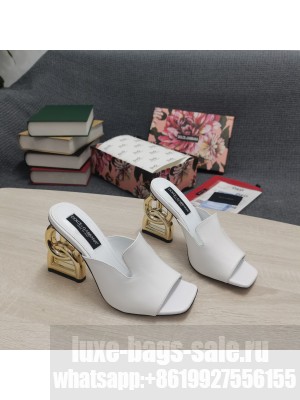 DOLCE & GABBANA Heel 10.5CM CALFSKIN LEATHER MULE WHITE 2022