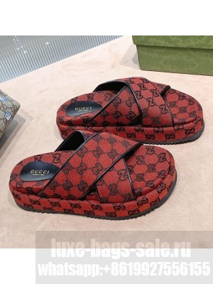 Gucci GG Canvas Platform Sandal 663666 Red 2021 Collection