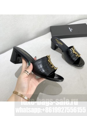 Saint Laurent YSL Stone Embossed Leather Mules 5cm 02 2021 Collection
