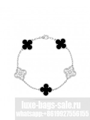 Van Cleef & Arpels Vintage Alhambra Bracelet, 5 Motifs Silver