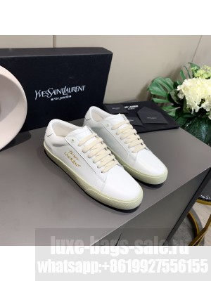 Saint Laurent White Embroidered Calfskin Sneakers Gold 03 2021 Collection
