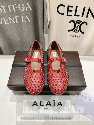 Alaïa BALLET FLATS IN STRASS LAMBSKIN Red 2025