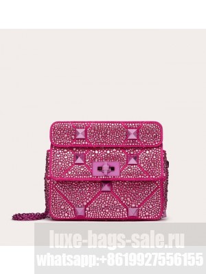 VALENTINO GARAVANI small Roman Stud soft sheep leather chain shoulder bag 2288 rose