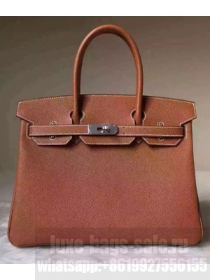 Hermes Birkin 30/35 Bag In Original Epsom Leather With Gold/Silver Hardware Brown