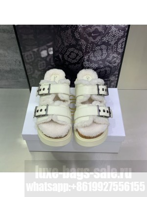 Christian Dior DIORQUAKE STRAP SANDAL Cream Calfskin With Shearling