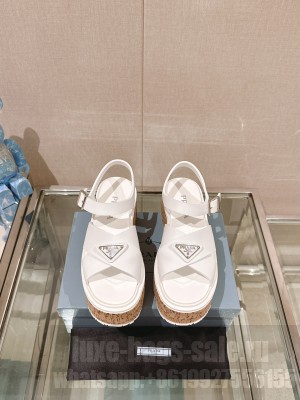 Prada Cork Platform Sandals White