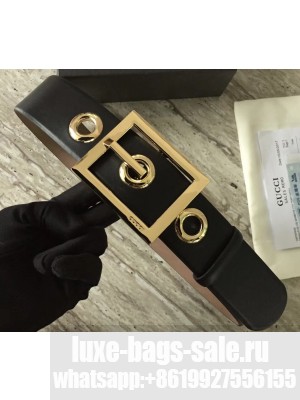 Gucci Width 4.8cm Leather Belt Black With Square Buckle