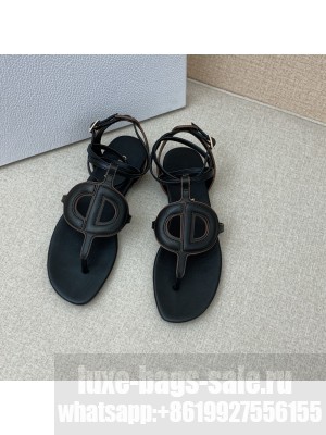 Dior Calfskin CD Flat Sandals Black 2022 Collection