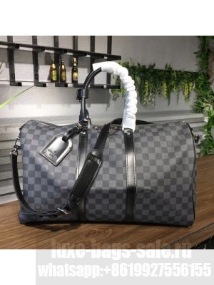 Louis Vuitton Keepall 45 Bandouliere Duffle Bag Damier Graphite Canvas Fall/Winter 2017 Collection N41418, Graphite